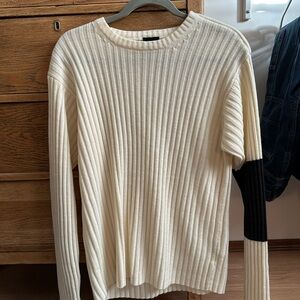 Cream and Black Ribbed Sweater